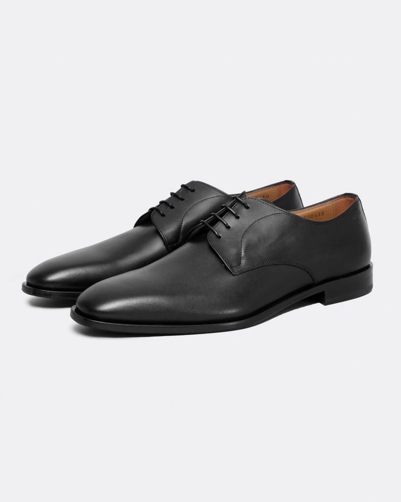 Hugo Boss Lisbon Mens Leather Derby Shoes With Lining NOS - Black - Size UK 12